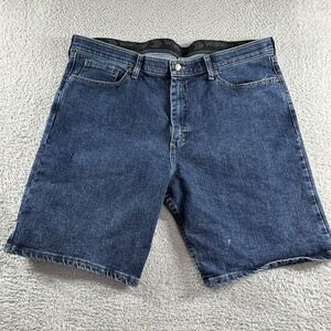 VINTAGE Wrangler Jorts Denim Shorts Mens 38 Relaxed Fit Dark‎ Wash Elastic Waist